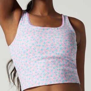 Thalia Ric Rac Tank in Shabby Chic Ditsy Pink Size S